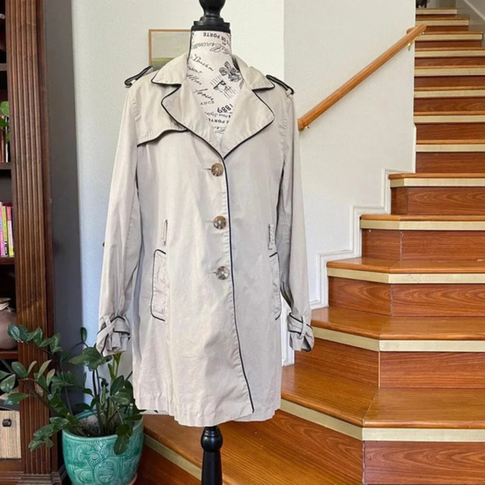 Tommy Hilfiger Jacket Womens Extra Large Brown Coat Trench Career Casual No belt